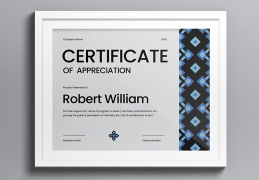 Grey And Blue Elemental Folk Certificate