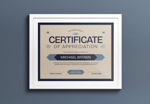Blue And White Modern Certificate