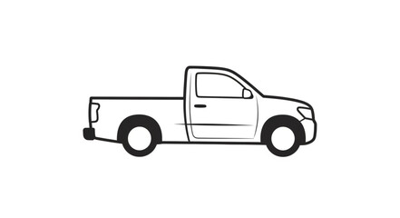 Fototapeta premium Simple Line Drawing of Pickup Truck.
