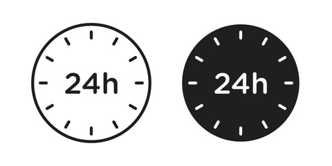 24 Hrs icon illustration isolated on White background, Vector icon Eps10.
