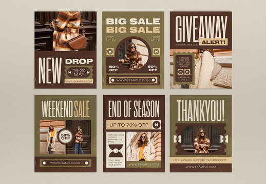 Brown Dusty Rusty Fashion Social Media Set