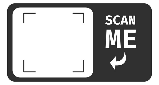 Scanning frames Qr codes stickers and scan me phone tag inscription. Phone arrow, borders. QR code mockup, layout. Qr code for payment, e-wallet, web, mobile app. UI UX design element set