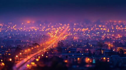 Dreamlike City Lights: Bokeh and Streets at Dusk generated by AI