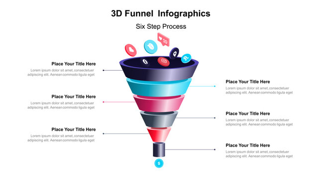 Sales and marketing funnel strategies info graphic template. Business Presentation