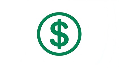 Obraz premium A green dollar sign within a circle on a white background