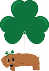 Cute Dog in Shamrock Hot Air Balloon for St. Patrick's Day
