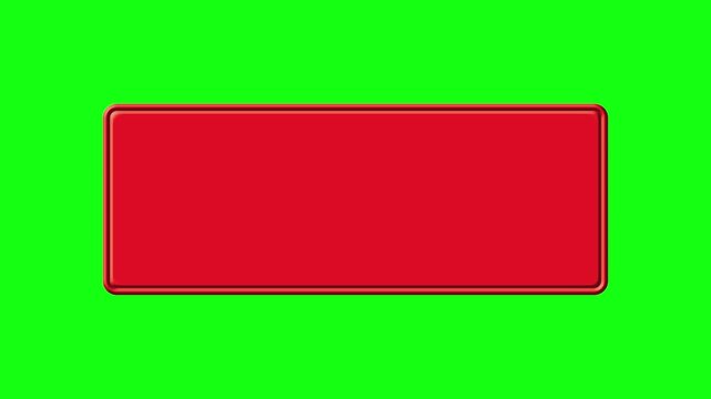 Blank red rectangular button animation on green screen background for video editing