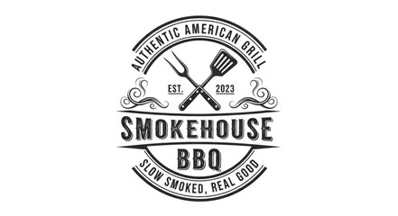 Fototapeta premium Smokehouse BBQ Vintage Grill Logo.