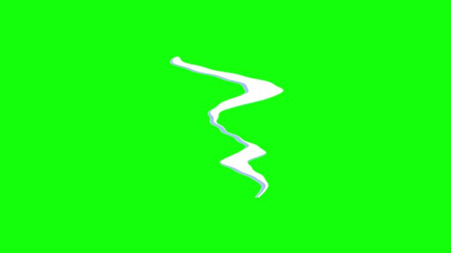 Looping 3D animation of a glossy white ribbon flowing in a smooth S‑curve from top to bottom &mdash; gently undulating with soft shadows and highlights, centered on bright green chroma key background.
