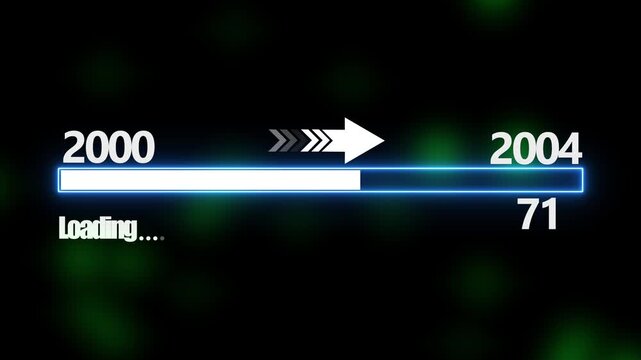 Loading bar from 2000 to 2004 new year transfer animation. New year 2004 loading bar animation Year changing from 2000 to 2004. New year, annual plan, growth strategy, business planning.4k video