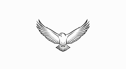 Fototapeta premium A stylized black outline of a bird of prey with outstretched wings in flight