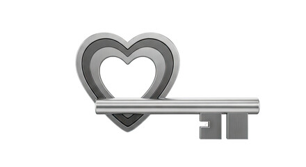 Silver Heart Key