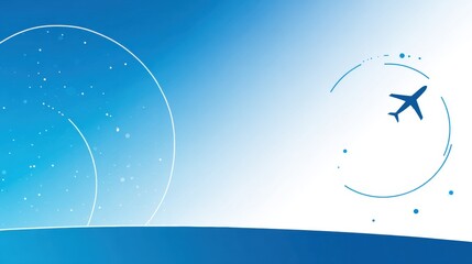 Fototapeta premium Soft White Gradient Banner Featuring Airplane Icon With Circular Outline for Travel Marketing or Aviation Promotions
