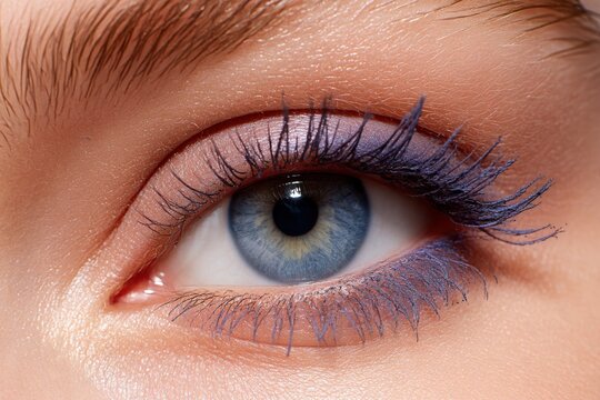 Close Up Eye Pastel Indigo Mascara Hyperrealistic Lashes Beauty Art
