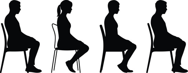 Waiting Room Sitting People Silhouettes