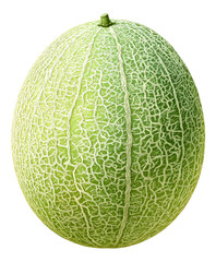 Obraz premium Green Cantaloupe Fruit with Intricate Net Pattern Isolated on Transparent Background