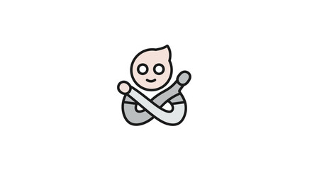 Fototapeta premium Cartoon figure with a playful pose, graphic design illustration and clean minimalist style