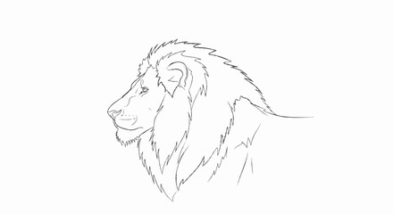 Naklejka premium A detailed sketch of a lion's head with a prominent mane, facing left