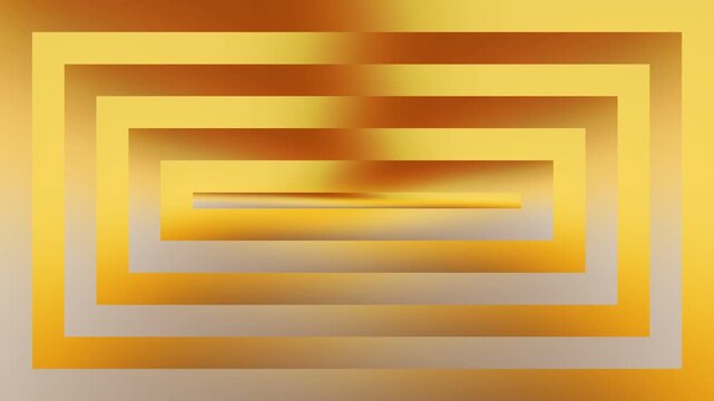 Abstract geometric background featuring a series of shimmering golden rectangles, creating a captivating visual tunnel effect with a sleek gradient suitable for modern video projections and artistic d