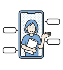 オンライン診療をする女性医師のイラスト