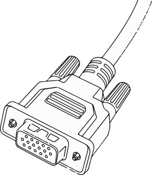 A line drawing depicts a VGA connector with a cable