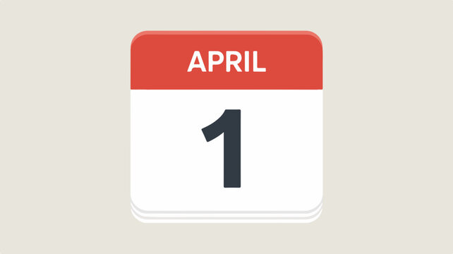 April 1st calendar page with red header and white background