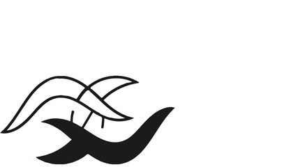 Obraz premium Abstract black organic shapes resembling waves or leaves against white