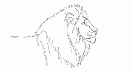 Naklejka premium A stylized, sketchy outline of a lion's head and mane facing right