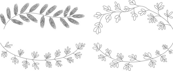 Elegant Hand-Drawn Laurel Wreath Borders
