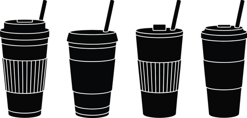 Disposable Coffee Cup Silhouette Set