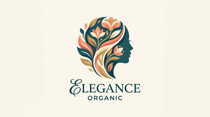 Obraz premium This logo artfully illustrates nature's allure with floral designs surrounding a silhouette, symbolizing organic beauty, elegance, and the intrinsic connection to the environment.