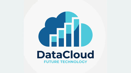 Fototapeta premium This illustration portrays a futuristic cloud technology concept with rising bars, signifying data growth and analytics within modern technological landscapes, using a sleek design approach.