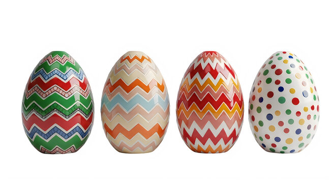 Vibrant easter eggs isolated on transparent background colorful holiday decoration