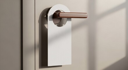 Elegant door tag mockup with wooden handle