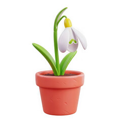Fototapeta premium A small potted plant with a white flower