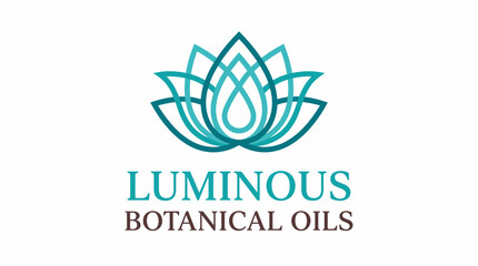 Fototapeta premium The logo exhibits a calm and serene lotus flower design representing Luminous Botanical Oils, symbolizing purity, beauty, and natural wellness through its flowing shapes.
