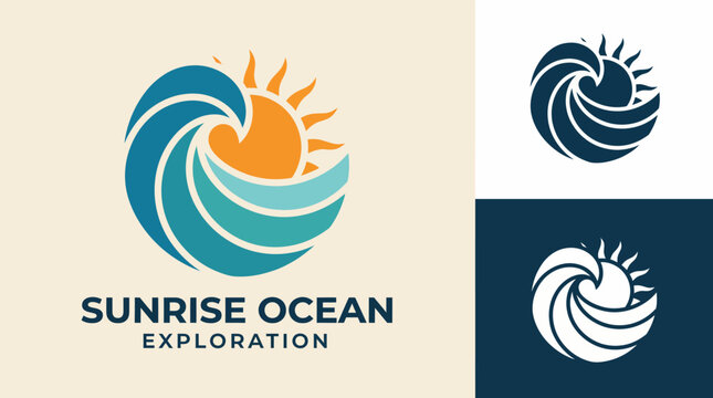 This logo captures a vibrant wave interacting with sunlight, representing ocean exploration and adventure, ideal for brands in maritime activities or beach-related services.