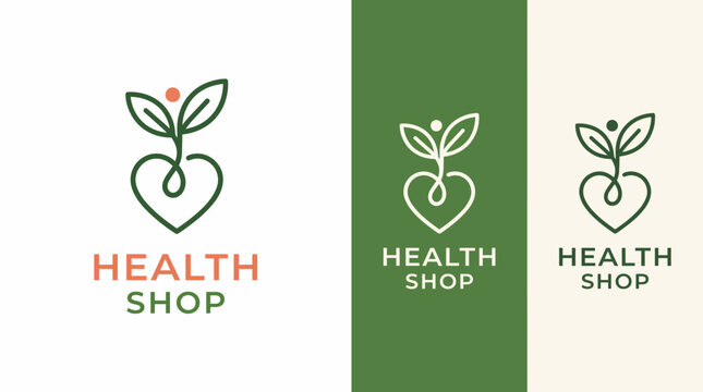 This lively logo design combines a heart and plant imagery, conveying wellness, vitality, and a commitment to health, appealing to eco-conscious consumers.