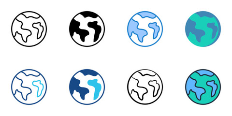 Globe icons set multiple style collection. Editable stroke   © Gravisio