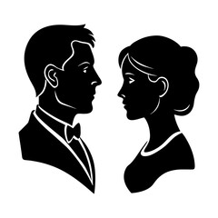 Elegant Male and Female Cameo Portrait Vector Art. © Ali