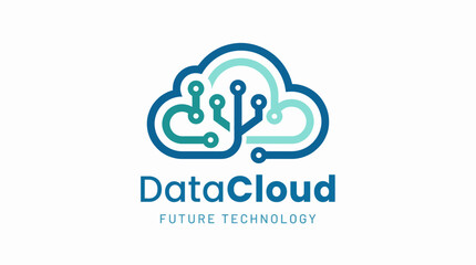 Obraz premium This logo portrays a cloud with intricate circuits, symbolizing cutting-edge technology and innovation in data cloud services, ideal for tech-savvy businesses and startups.