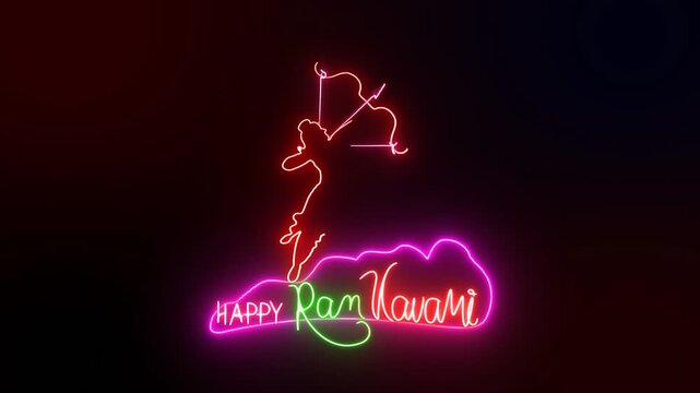 Happy Ram Navami celebration video. Ram Navami glow lighting animation video graphic resource