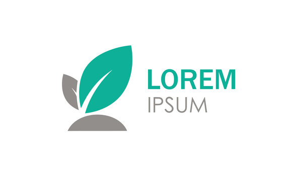 Abstract nature inspired logo design with green leaves and placeholder text for branding