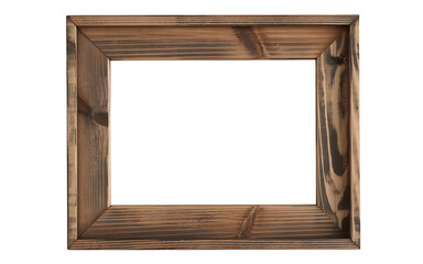 Horizontal Rustic Square Wooden Photo Frame with Visible Grain Isolated on White Background, Ideal for Art Displays and Mockup Designs