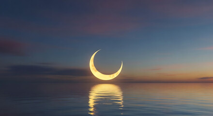 Crescent Moon Reflection on Water 1.