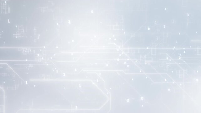 Abstract tech background with data network and code flow, corporate financial information concept illustration.