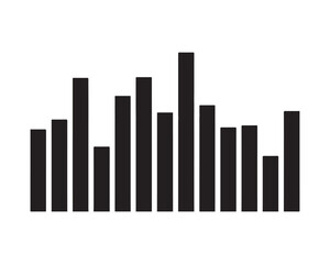 Clean Vector Bar Chart Set with Minimalist Sound Wave Icons and Black Data Visualization Elements for Info graphics, Business Statistics, and Digital Audio Interfaces.