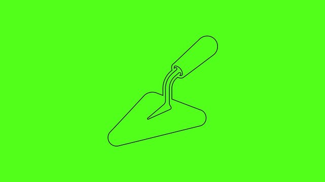 Masonry Trowel Tool Vector Line Art Animation on Green Screen Background