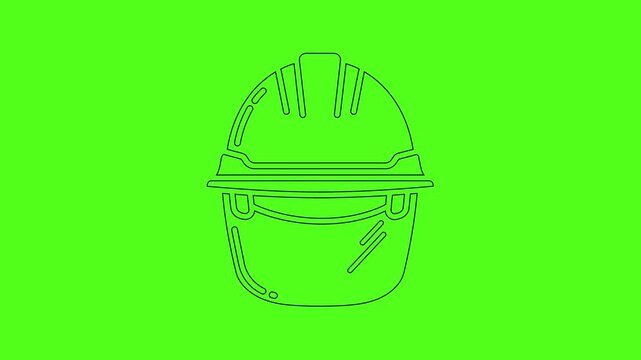 Industrial Face Shield and Helmet Line Art Animation Green Screen Overlay Video