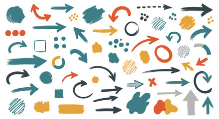 A collection of hand-drawn arrows and abstract shapes in various colors and styles, suggesting direction and design elements. © Elsa